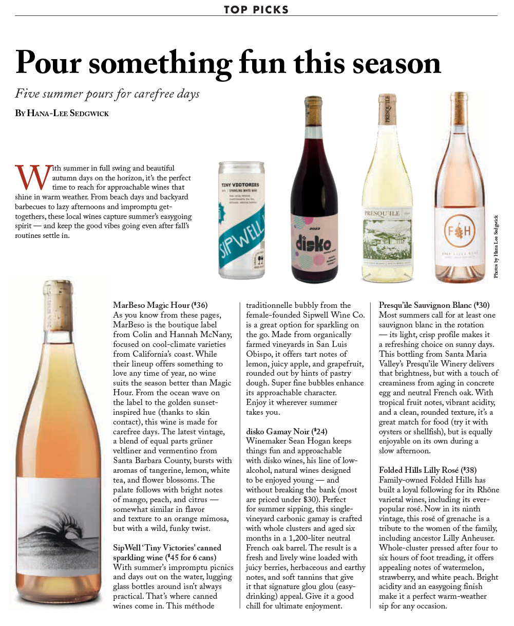 Food + Home Wine Guide Santa Barbara Summer 2025